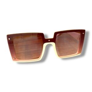 Sunglasses Oversized Square Frame - Purple & Cream Color Block NWOT